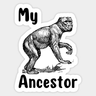 My Monkey Ancestor | A Humorous and Endearing Illustration of a Primate Sticker